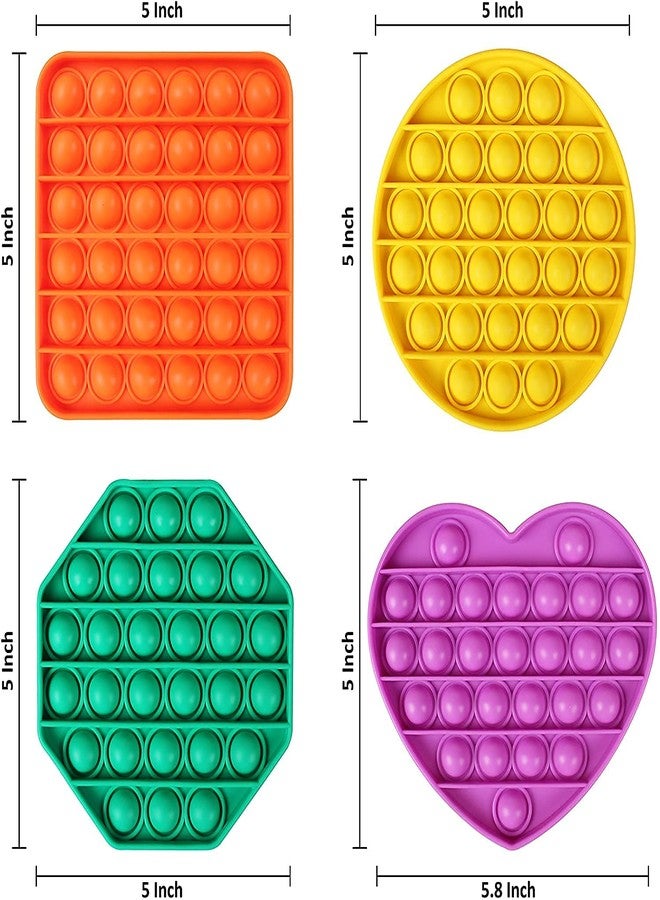 IndusBay® Pack of 4, Pop It Fidget Toys, Push Pop Bubble Fidget Sensory Toy, Autism Special Needs Silicone Stress Relief Toy, Great Fidget Toy Sensory Toys for Girls Boys Kids Adults - Image 2